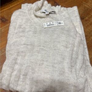NWT Madewell Beige Alpaca Blend Mock-neck Top